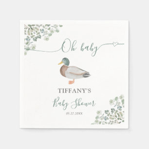 Duck Gender Neutraal Groen Baby shower Servet