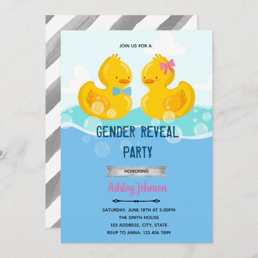 Duck gender onthult uitnodiging (Voorkant / Achterkant)