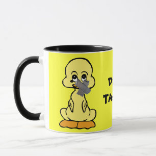 DUCK GETAPED! gele eend ringer keramische mok