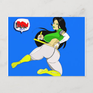 DUCK-GIRL off-guard leaping Post Card Briefkaart