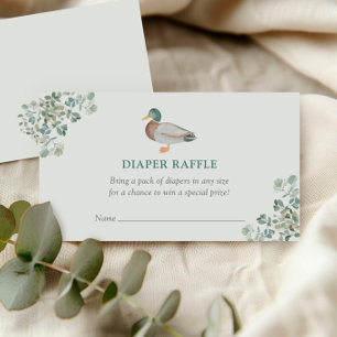 Duck Greenery Baby shower Luier Raffle Ticket Informatiekaartje