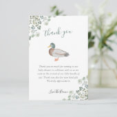 Duck Greenery Genderneutraal Baby shower Bedankkaart (Staand voorkant)