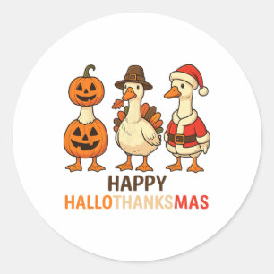 Duck Halloween en Merry KerstHappy Halothan Ronde Sticker