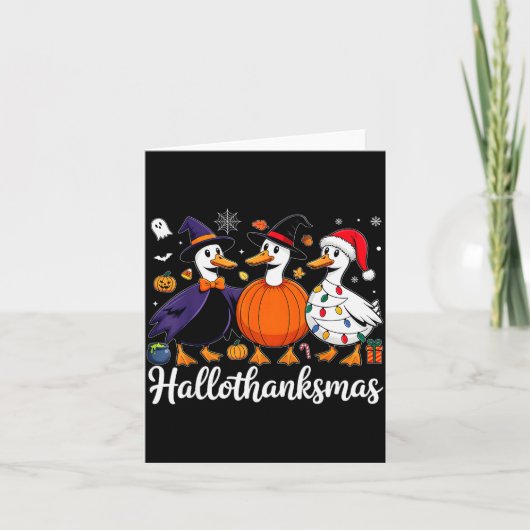 Duck Halloween Thanksgiving Christmas Happy Hallot Kaart (Voorkant)