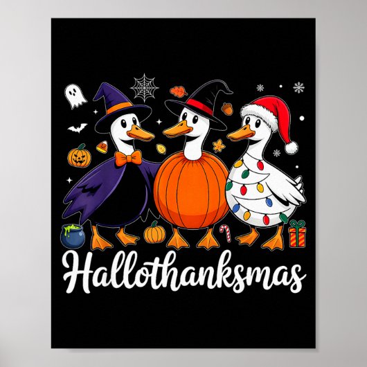 Duck Halloween Thanksgiving Christmas Happy Hallot Poster (Voorkant)