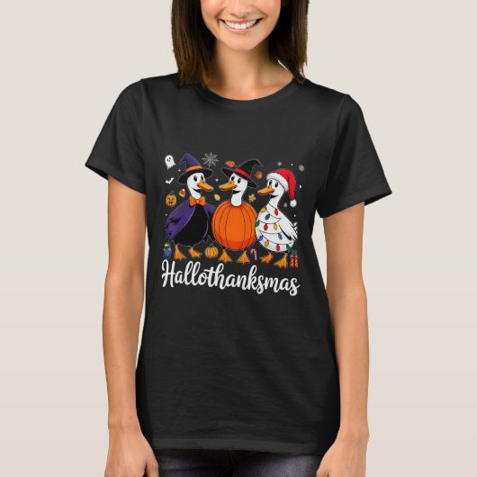 Duck Halloween Thanksgiving Christmas Happy Hallot T-shirt (Voorkant)