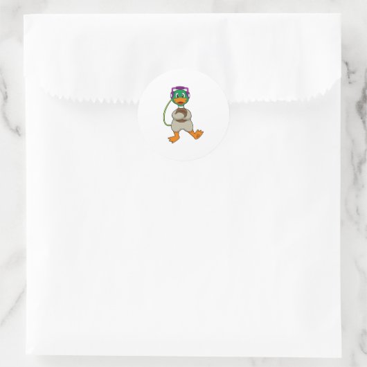 Duck Headphone Music Ronde Sticker (Tas)