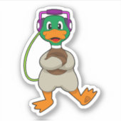 Duck Headphone Music Sticker (Voorkant)