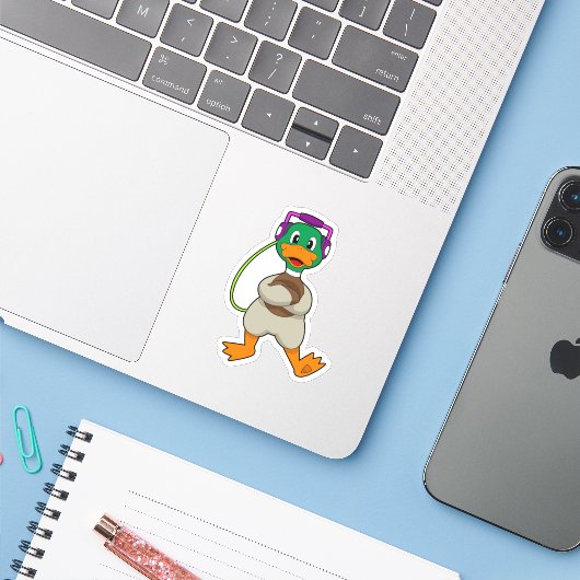 Duck Headphone Music Sticker (Laptop met iPhone)