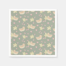 Duck Heart Flower Waterverf Baby shower Schattige