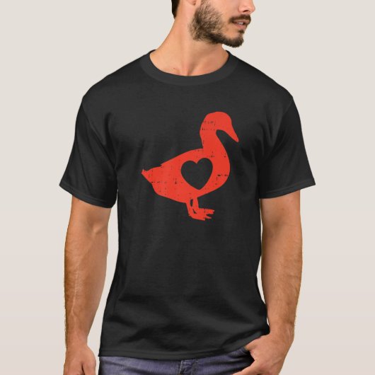 Duck Heart Valentijnsdag Cute Farm Animals Love T-shirt (Voorkant)