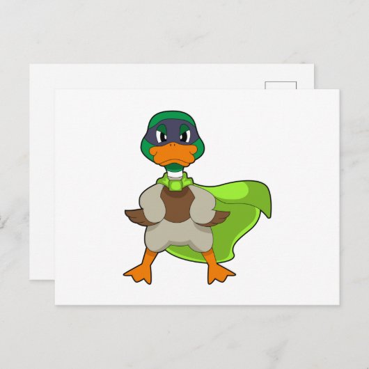 Duck Hero Cape Briefkaart (Voorkant / Achterkant)
