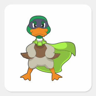 Duck Hero Cape Vierkante Sticker