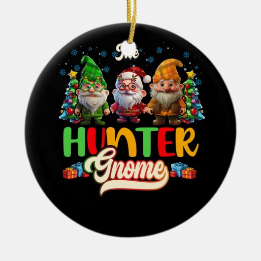 Duck Herten Hunter Gnome Jacht Familie Matching Ch Keramisch Ornament (Voorkant)