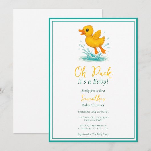 Duck, het is een Baby! Schattige Baby shower Kaart (Voorkant / Achterkant)