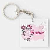 Duck Holding Flowers - "Je maakt me kwakzalverig g Sleutelhanger (Voorkant)