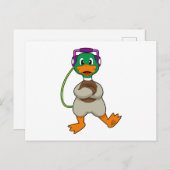 Duck Hoofdtelefoon Muziek Briefkaart (Voorkant / Achterkant)