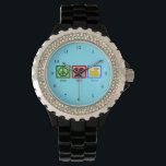 Duck Horloge<br><div class="desc">Een vredesteken,  hart en een schattige gele rubbereend. Peace Love Ducks horloge.</div>