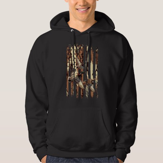 Duck Hunt Amerikaanse Vlag Watervogels Bottomland  Hoodie (Voorkant)