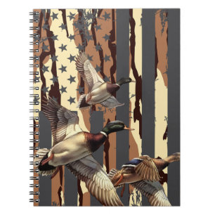 Duck Hunt Amerikaanse Vlag Watervogels Bottomland Notitieboek