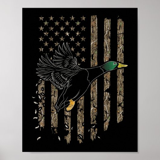 Duck Hunter American Flag Waterfowl Hunting Camouf Poster (Voorkant)