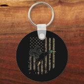 Duck Hunter American Flag Waterfowl Hunting Camouf Sleutelhanger (Voorkant)