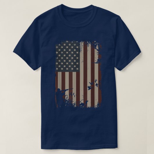 Duck Hunter Duck Gif, Amerikaanse vlag T-shirt (Design voorkant)