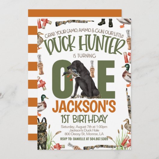 Duck Hunter First Birthday Kaart (Voorkant / Achterkant)