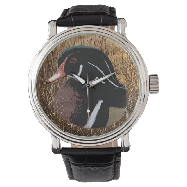 Duck Hunter Gifts, Wood Duck Hunting Horloge (Voorkant)