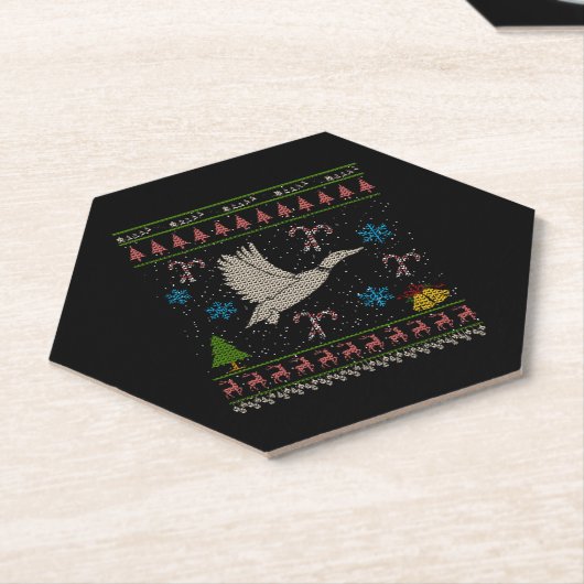 Duck Hunter op Kerstmis Ugly Sweater Duck Hunter Kartonnen Onderzetters (Schuin)