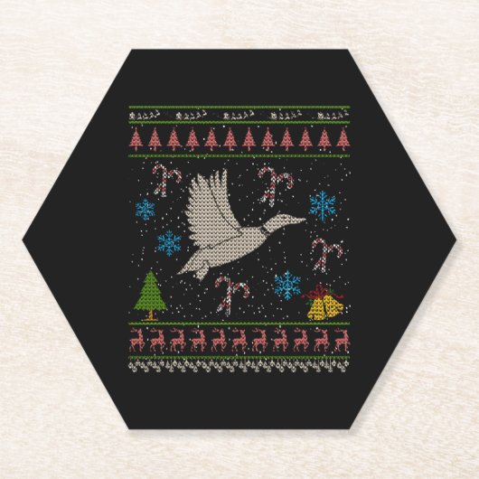 Duck Hunter op Kerstmis Ugly Sweater Duck Hunter Kartonnen Onderzetters (Voorkant)