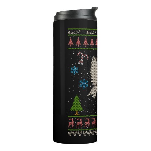 Duck Hunter op Kerstmis Ugly Sweater Duck Hunter Thermosbeker (Gedraaid links)