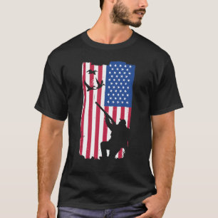 Duck Hunter Silhouette American Flag Usa Patriotic T-shirt