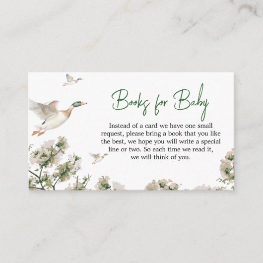 Duck Hunting Baby shower Boeken voor Baby Informatiekaartje (Voorkant)