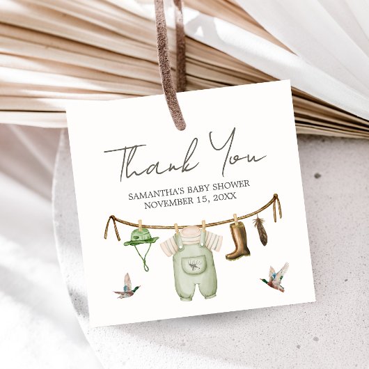 Duck Hunting Baby Shower Square Bedankjes Labels