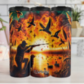 Duck Hunting bij zonsondergang met hond Thermosbeker