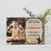 Duck Hunting Birthday Invitation with Photo - Camo Kaart (Staand voorkant)
