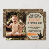 Duck Hunting Birthday Invitation with Photo - Camo Kaart (Voorkant / Achterkant)