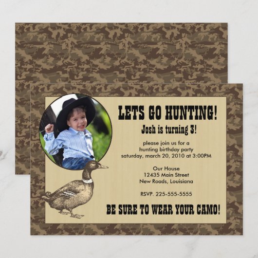 Duck Hunting Birthday Kaart (Voorkant / Achterkant)