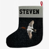 Duck Hunting Canvasback Mannen Kerststop Grote Kerstsok (Achterkant)