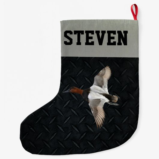 Duck Hunting Canvasback Mannen Kerststop Grote Kerstsok (Achterkant)