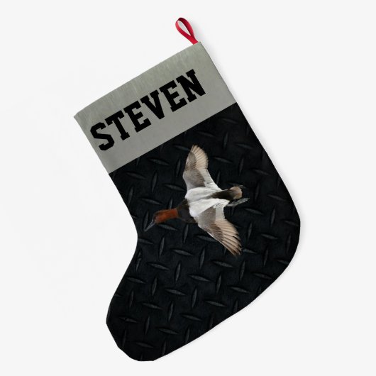 Duck Hunting Canvasback Mannen Kerststop Grote Kerstsok (Achterkant (Hangend))