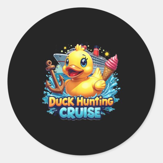 Duck Hunting Cruise Hunter Rubber Duckie Summer Bo Ronde Sticker (Voorkant)