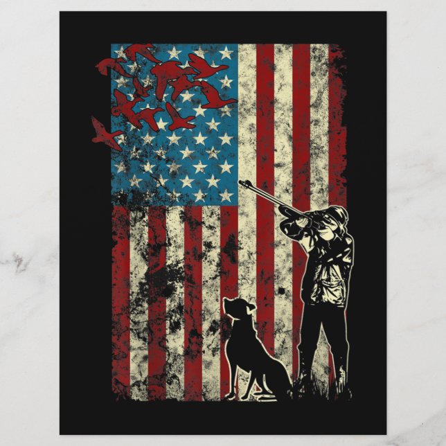 Duck Hunting Distress Patriotic American Flag Briefhoofd (Voorkant)