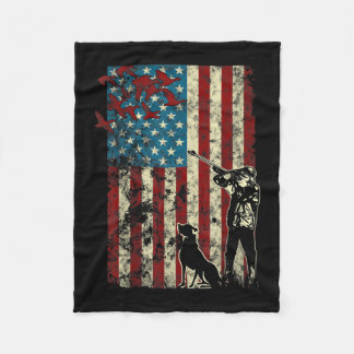 Duck Hunting Distress Patriotic American Flag Fleece Deken