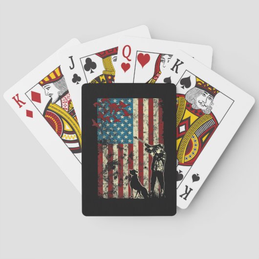 Duck Hunting Distress Patriotic American Flag Pokerkaarten (Achterkant)