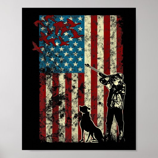 Duck Hunting Distress Patriotic American Flag Poster (Voorkant)