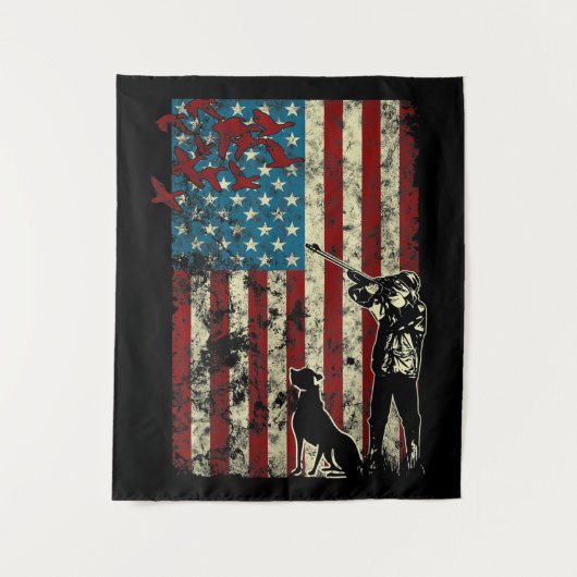Duck Hunting Distress Patriotic American Flag Wandkleed (Voorkant)
