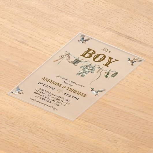 Duck Hunting It's a Boy Baby Shower  Acryl Uitnodigingen (Laagn)