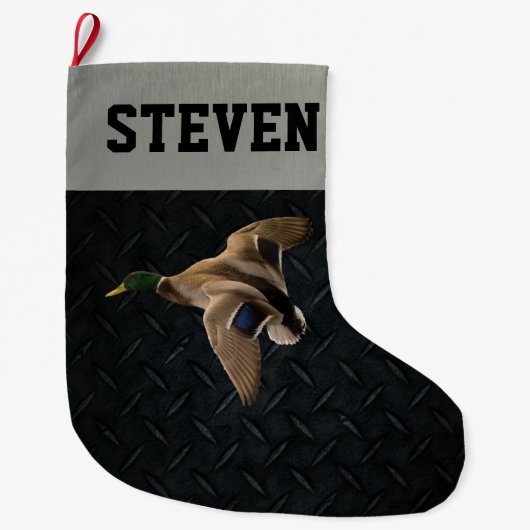 Duck Hunting Mallard Mannen Kerstmis Stocking Grote Kerstsok (Voorkant)